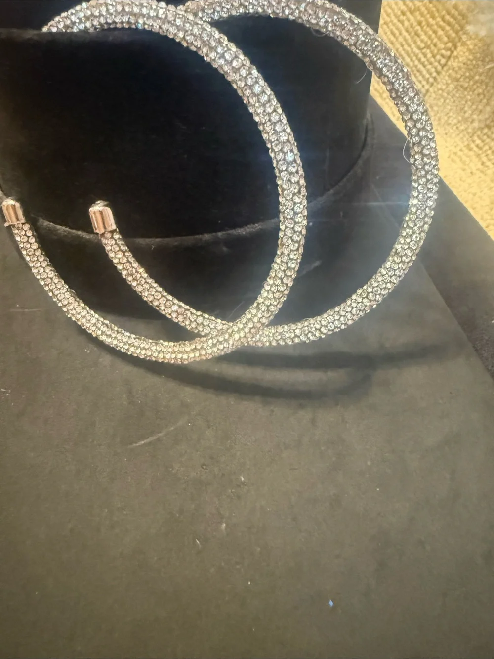 Crystal Pavé Large Hoop Earrings - Silver Tone